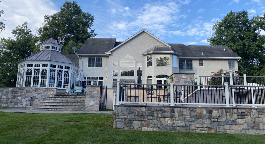 Patio view of home with old Stucco – Lafayette Hill, PA