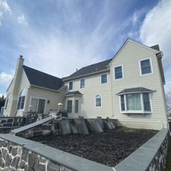 Rear view of a home in North Wales, PA with new hardie board siding