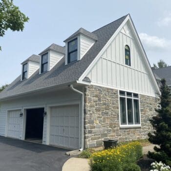Garage of Smith home after james hardie, windows and doors in Lower Gwynedd PA