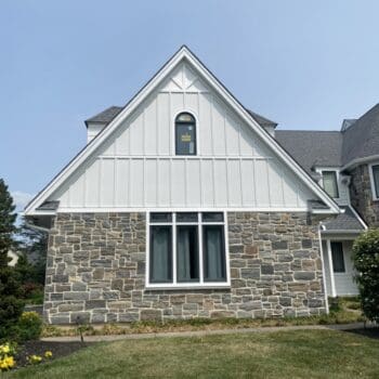 Cloes up of Smith home after james hardie, new windows and doors in Lower Gwynedd PA